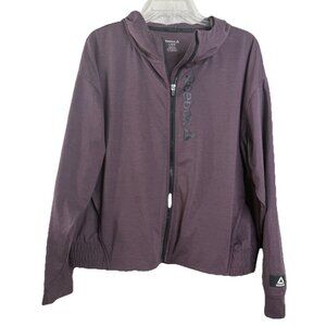 Reebok Flex Women's Large Athletic Hoodie Poly/Span Full Zip Jacket Purple EUC